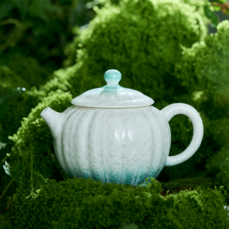 Green Crystalline Glaze Gradient Teapot