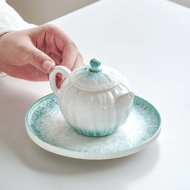Green Crystalline Glaze Gradient Teapot