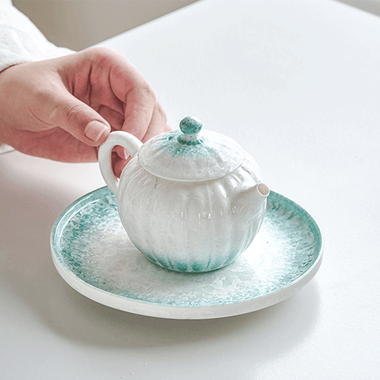 Green Crystalline Glaze Gradient Teapot