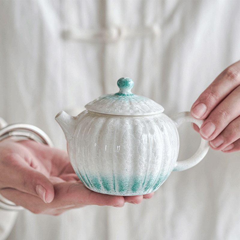 Green Crystalline Glaze Gradient Teapot
