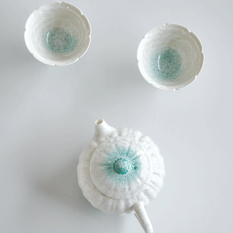 Green Crystalline Glaze Gradient Teapot