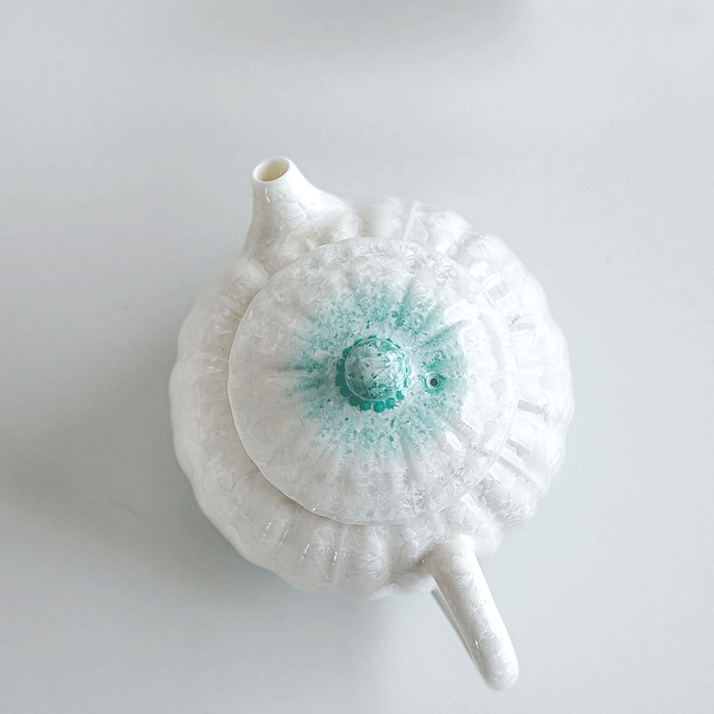 Green Crystalline Glaze Gradient Teapot