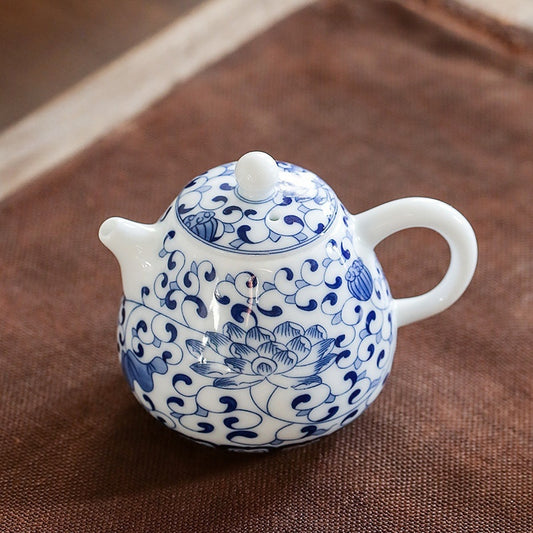Floral Blue & White Teapot