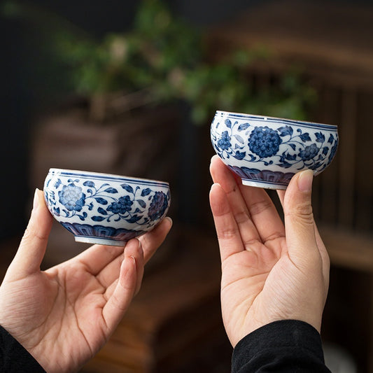 Intertwined Lotus Blue & White Master Cup